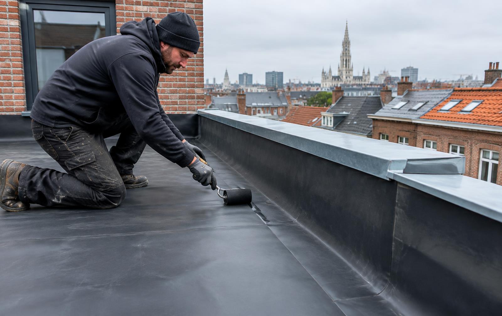 Pose d'une membrane EPDM sur une toiture plate à Bruxelles